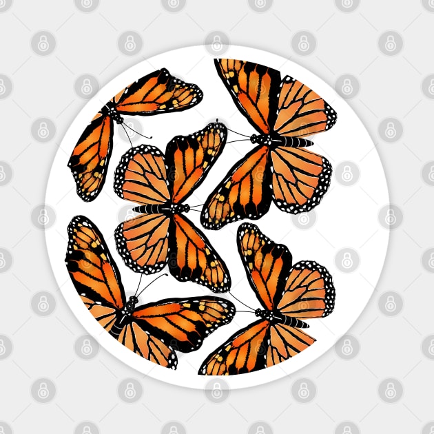 Flock of Monarch butterflies Magnet by Slownessi